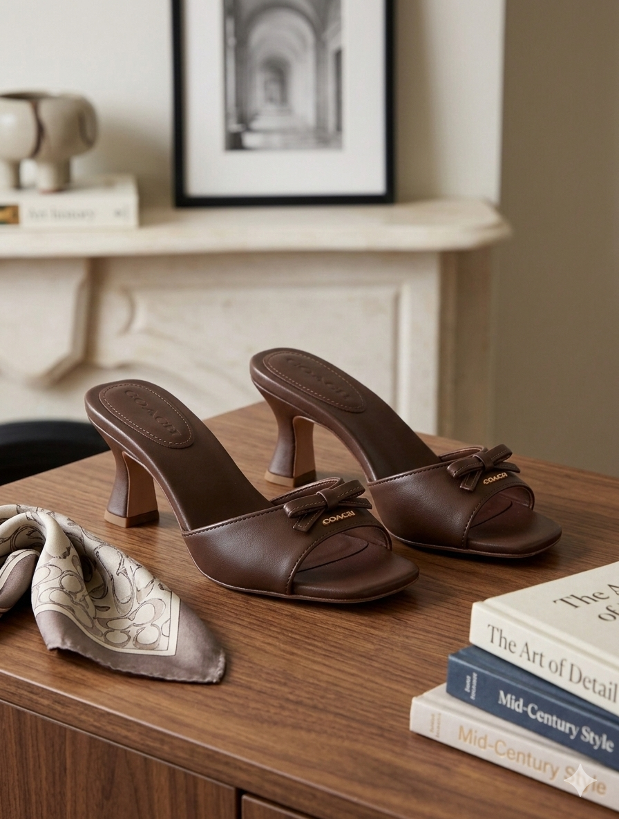 Coach Leather Bow Mules