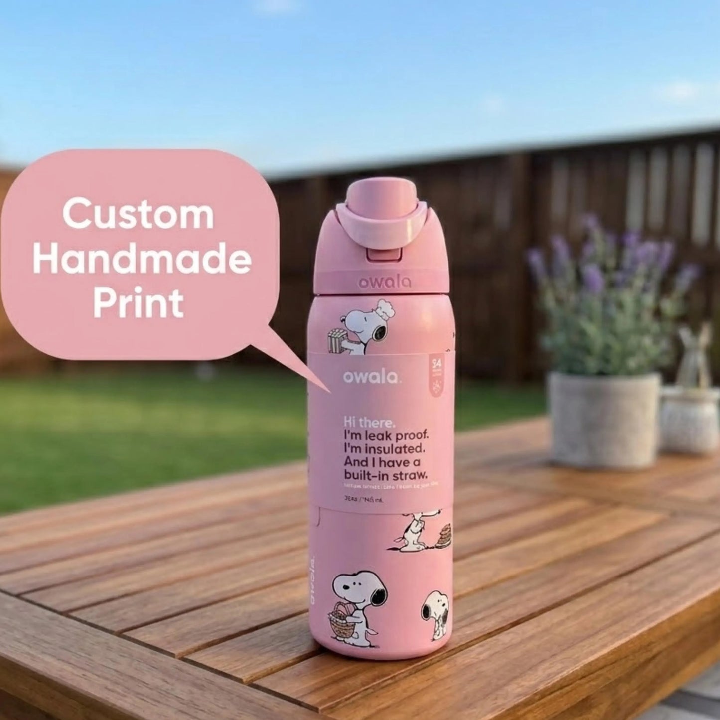 Pink Snoopy Owala Water Bottle