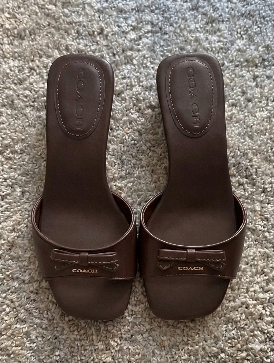 Coach Leather Bow Mules