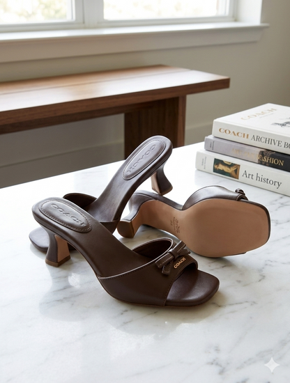 Coach Leather Bow Mules